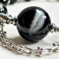 Agate Charm + Black Tourmaline w/ Herkimer Diamond Bangle