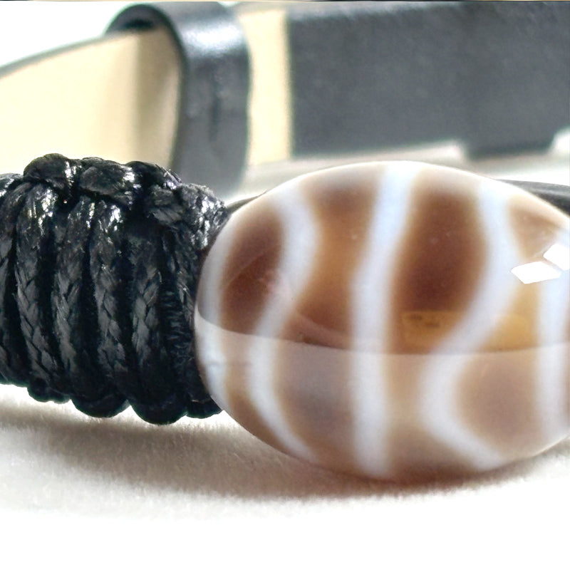 Wave Dzi Bead Leather Bracelet