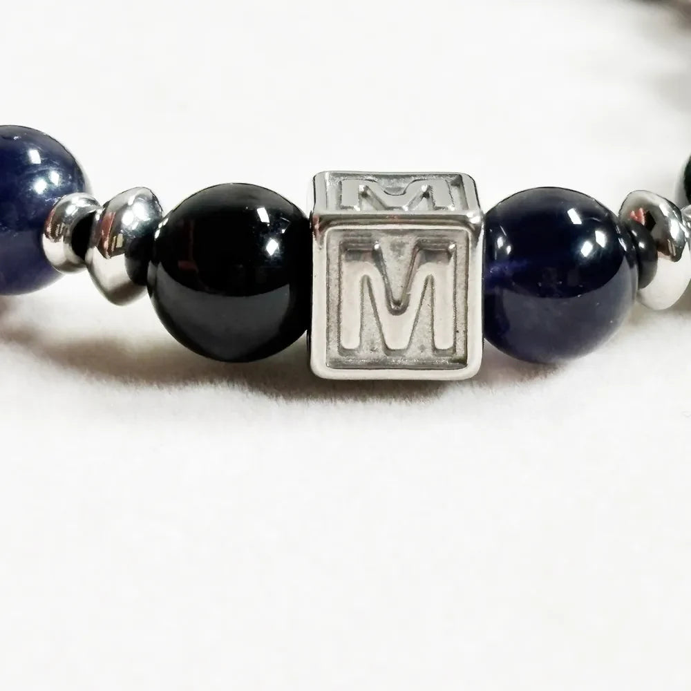 Letter M | Iolite & Black Tourmaline Bracelet