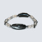 Double Silver Obsidian Charm w/  Grey Moonstone Bracelet