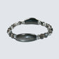 Double Silver Obsidian Charm w/ Black Skeletal Sunstone Bracelet