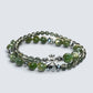 Silver Chrome Heart Cross Charm + Green Lepidolite Quartz w/ Green Rutilated Quartz Bracelet
