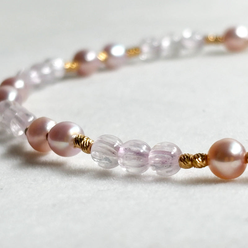 Kunzite w/ Freshwater Pearl Anklet