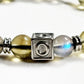 Letter O  | Grey Moonstone & Libyan Desert Glass Bracelet