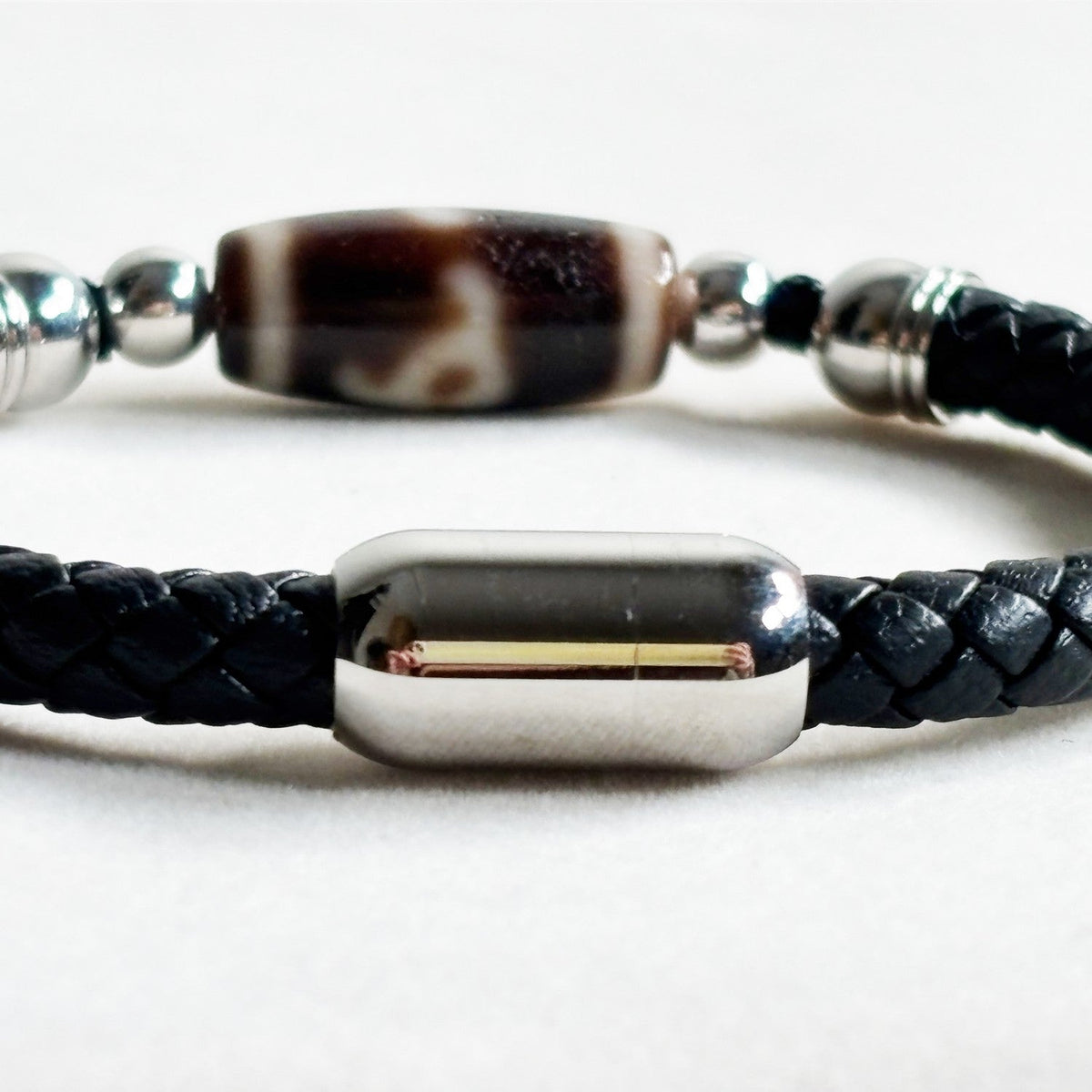 Green Tara Dzi Bead w/ Leather Bangle