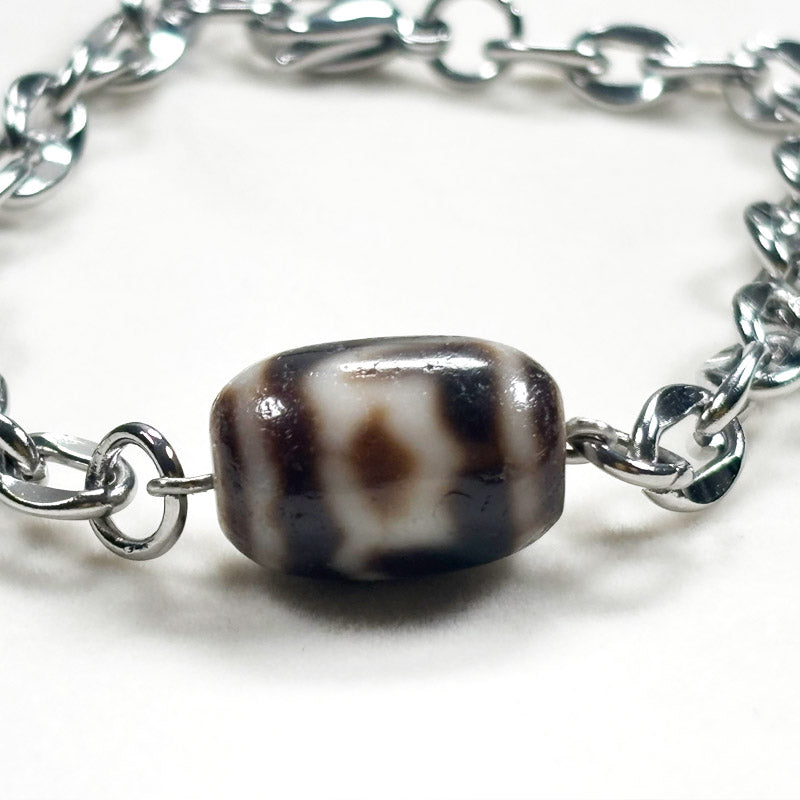 Lotus Dzi Bead Bracelet