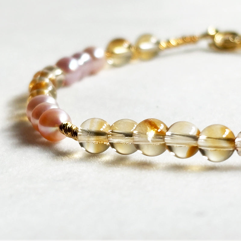Citrine w/ Freshwater Pearl Anklet