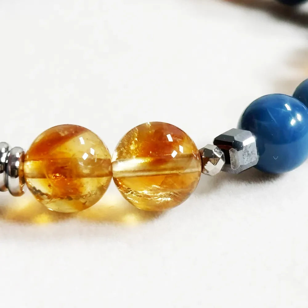 Letter F | Citrine Pyramid & Blue Opal Bracelet