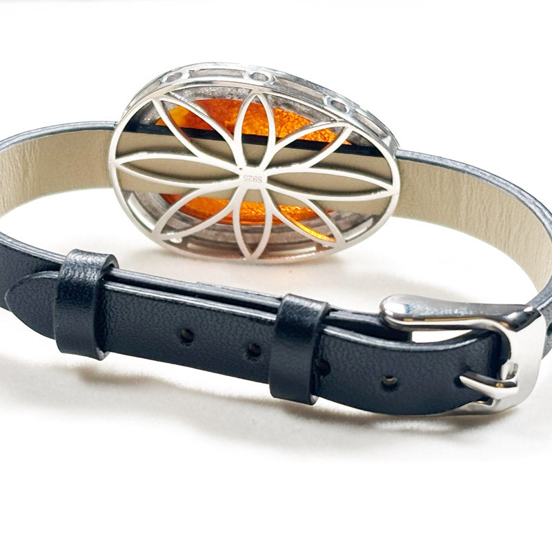Golden Honey Amber Leather Bracelet