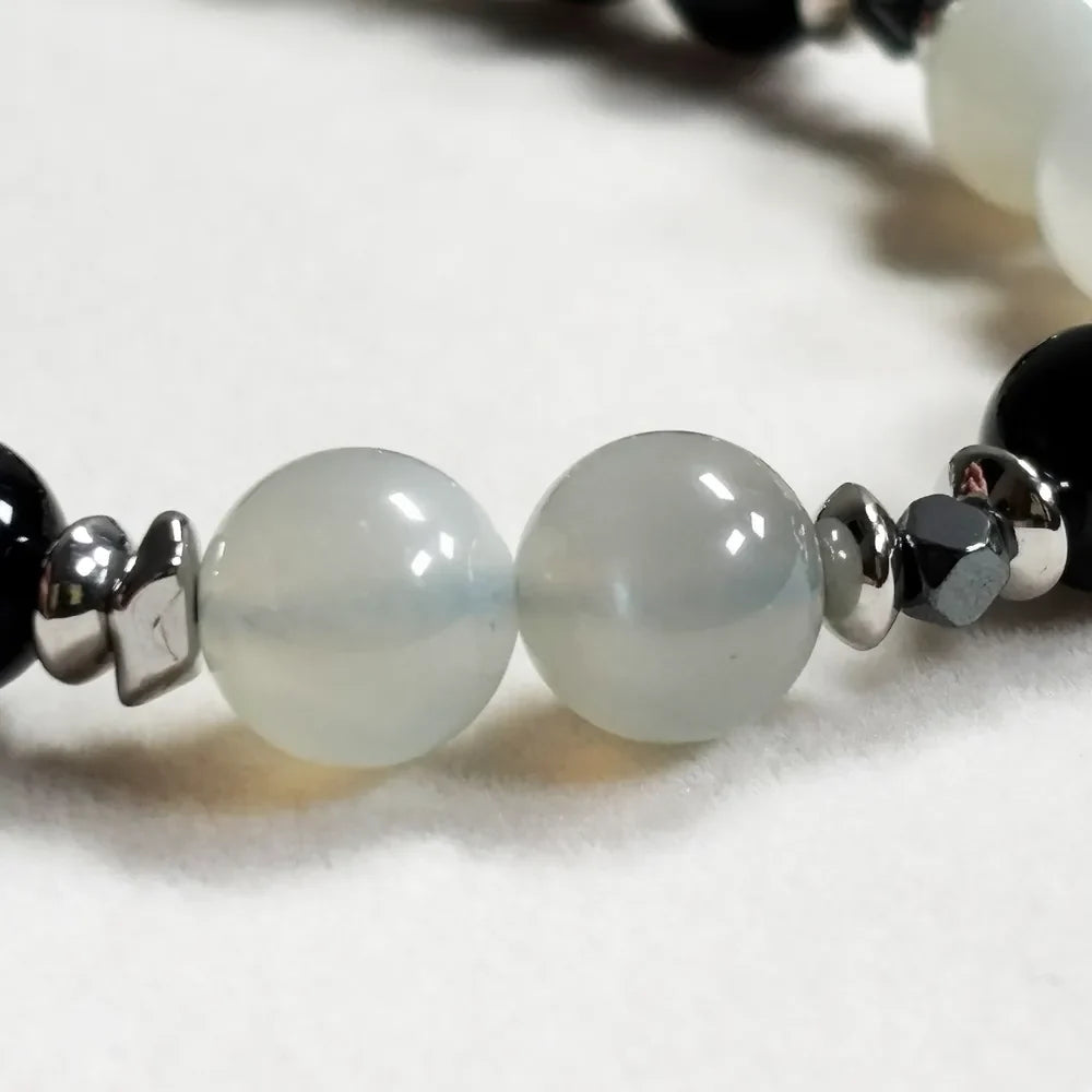 Letter C| Green Moonstone & Blue Tiger Eye Bracelet