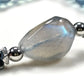 Labradorite Charm + Aquamarine Phantom Quartz w/ Sweden Meteorite Bracelet