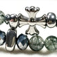 Silver Chrome Heart Cross Charm + Green Lepidolite Quartz w/ Green Rutilated Quartz Bracelet