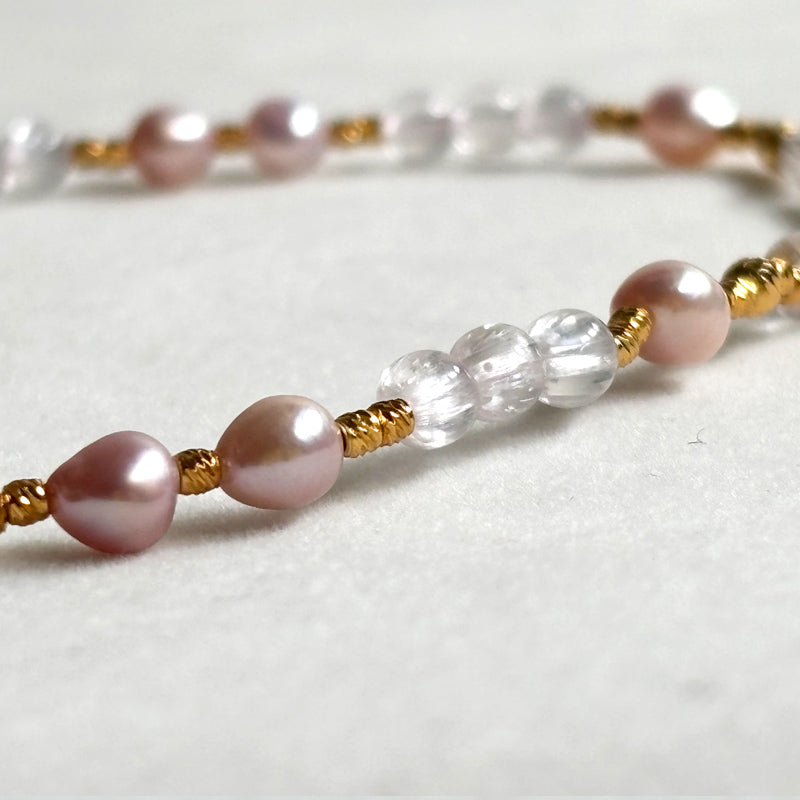 Kunzite w/ Freshwater Pearl Anklet