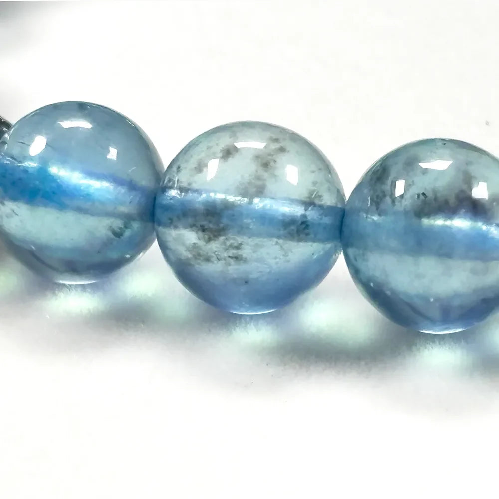 Black Rutilated Quartz Charm + Aquamarine Phantom Quartz  w/ Meteorite Bracelet