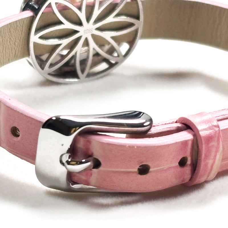 Pink Mica Quartz Leather Bracelet