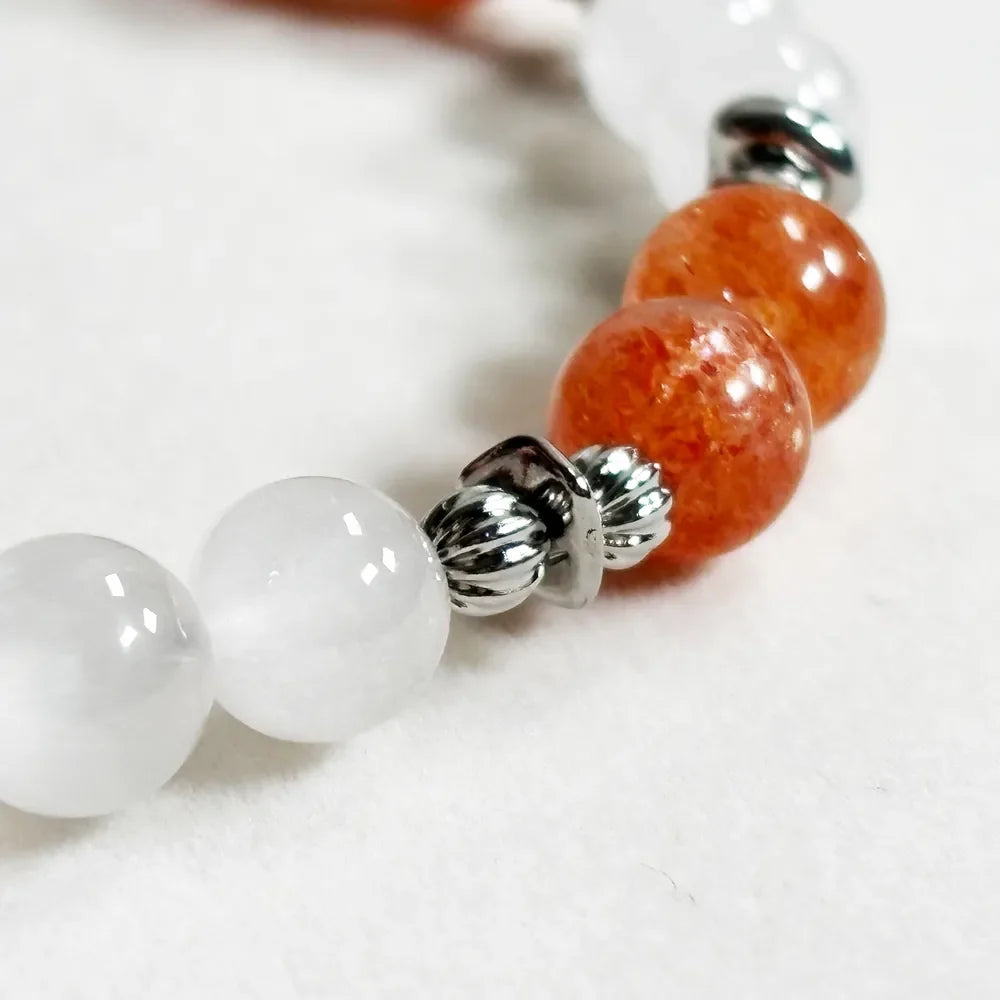 Letter T  | Golden Sunstone & White Rutilated Quartz Bracelet