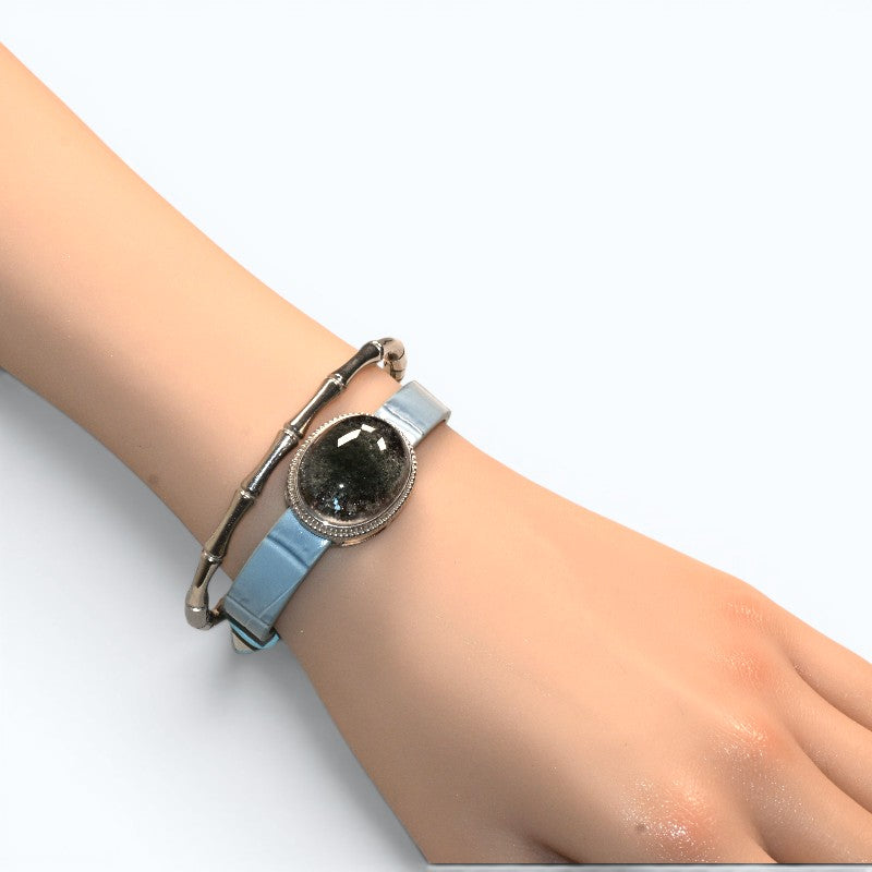 Green Phantom Quartz Leather Bracelet