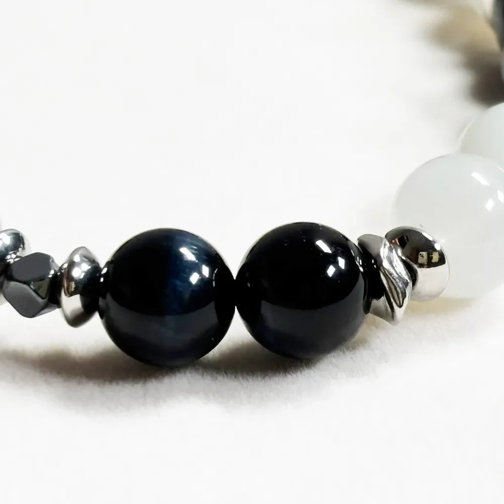 Letter C| Green Moonstone & Blue Tiger Eye Bracelet