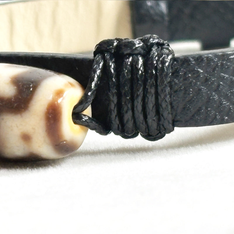 Wujie Boundless Dzi Bead Leather Bracelet