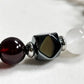 Black Herkimer Diamond Charm + Moonstone w/ Garnet Quartz Bracelet