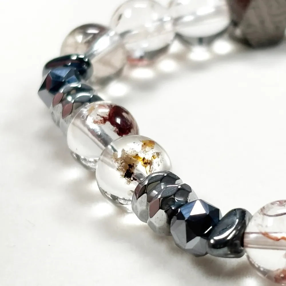 Citrine Charm + Hematoid Quartz w/ Sweden Meteorite Bracelet
