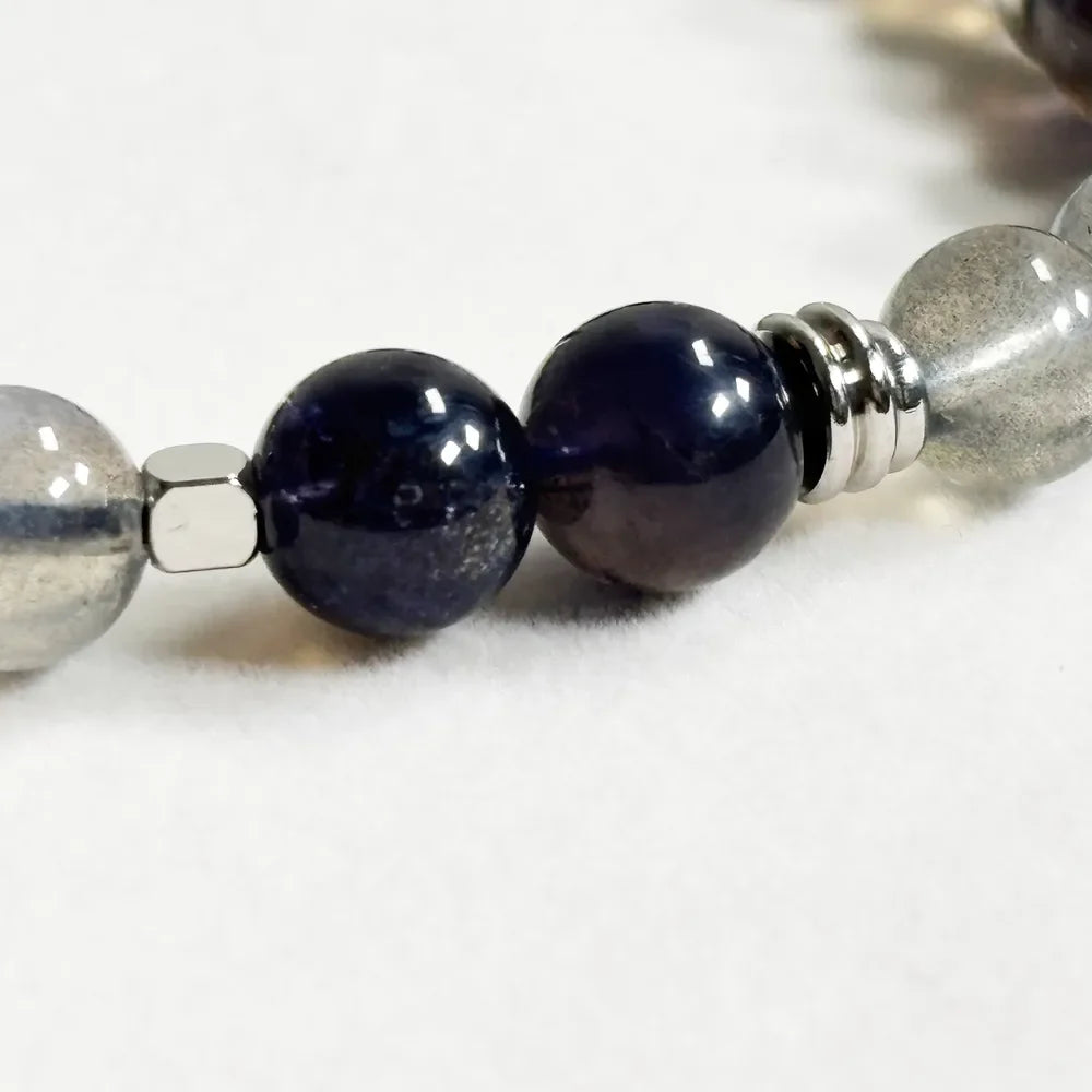 Letter H | Grey Moonstone & Iolite Bracelet