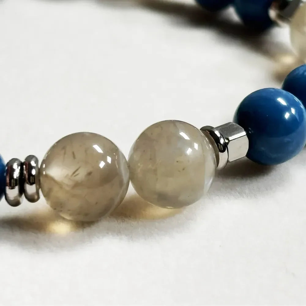 Letter E | Moonstone Mica & Blue Opal Bracelet