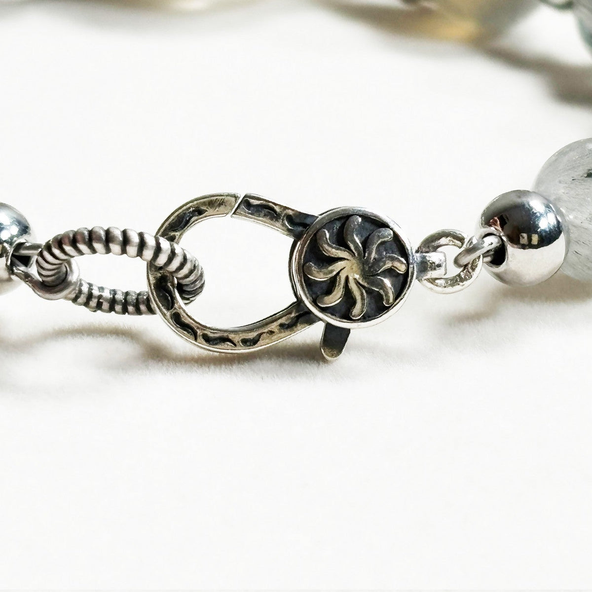 Snowflake Phantom Charm + Grey Rutilated Quartz w/ Grey Moonstone Bangle