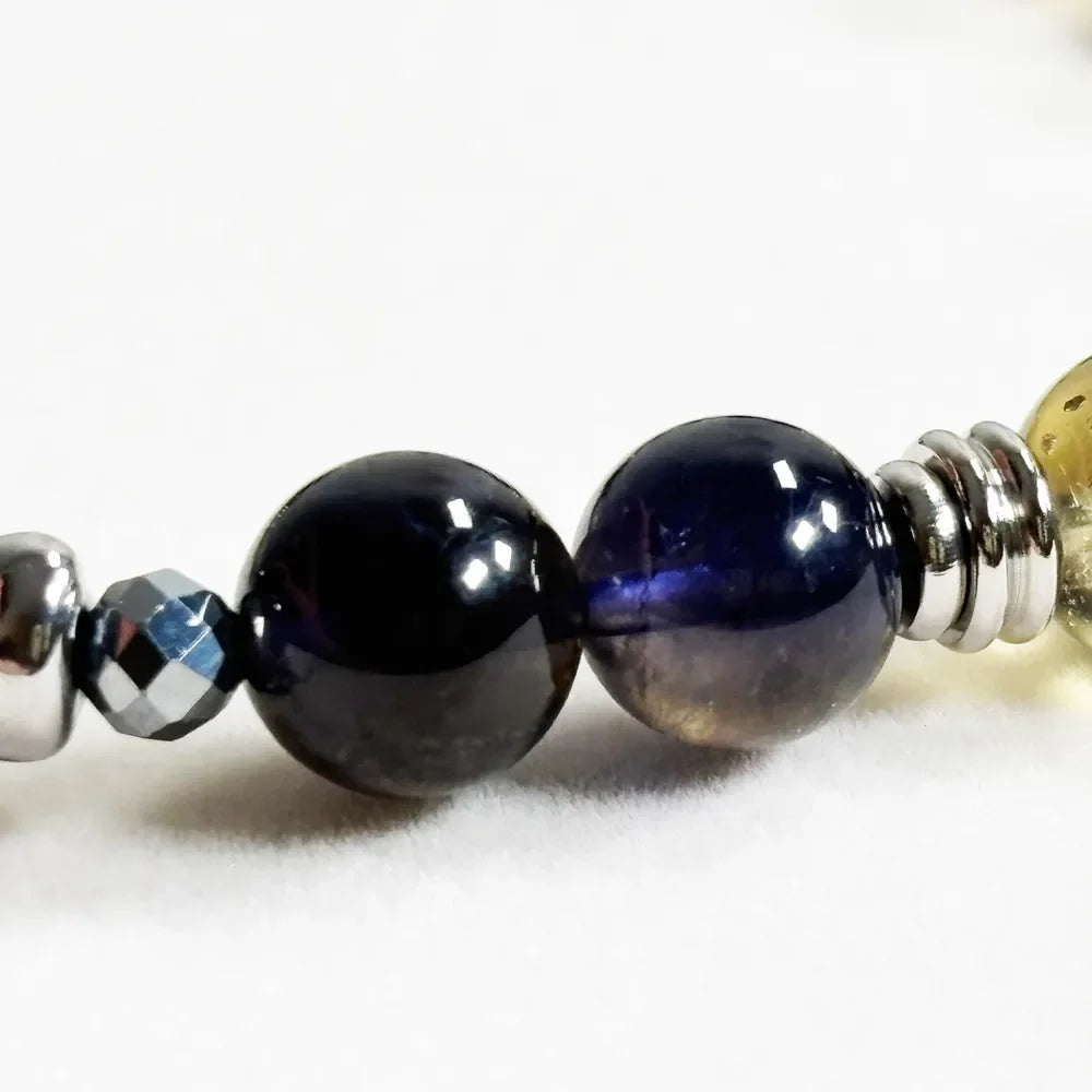 Letter G | Libyan Desert Glass & Iolite Bracelet