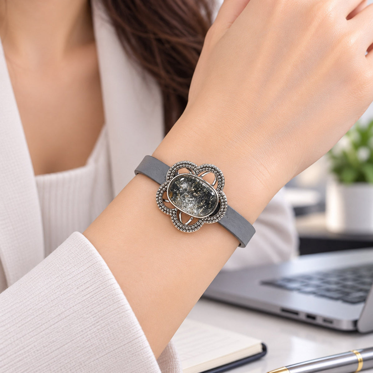 Chalcopyrite Leather Bracelet
