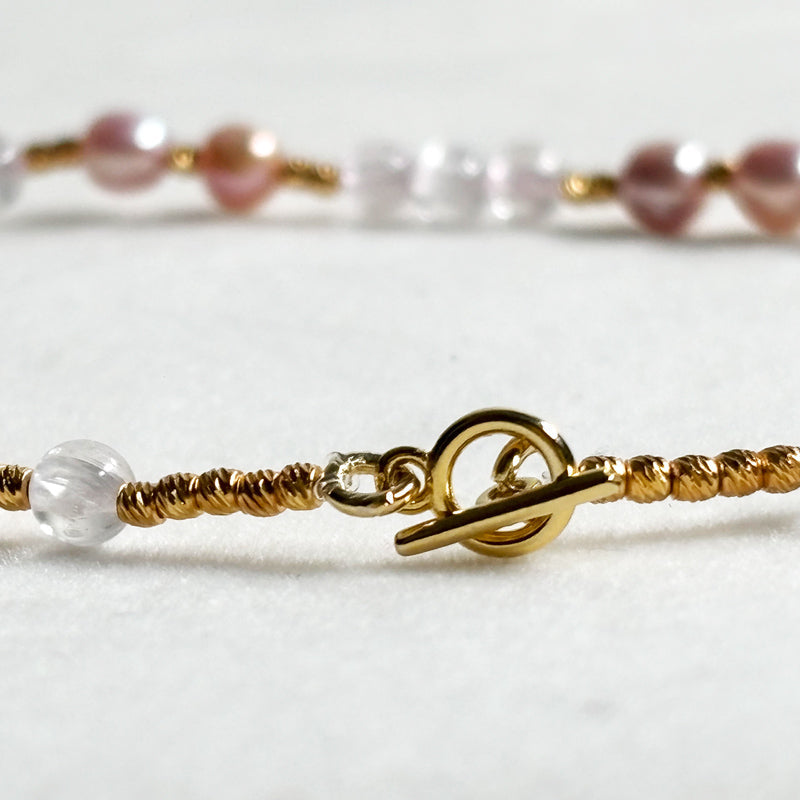 Kunzite w/ Freshwater Pearl Anklet
