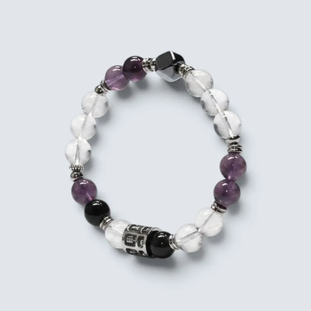Abacus Charm + White Phantom Quartz w/ Eye Auralite Quartz Bracelet