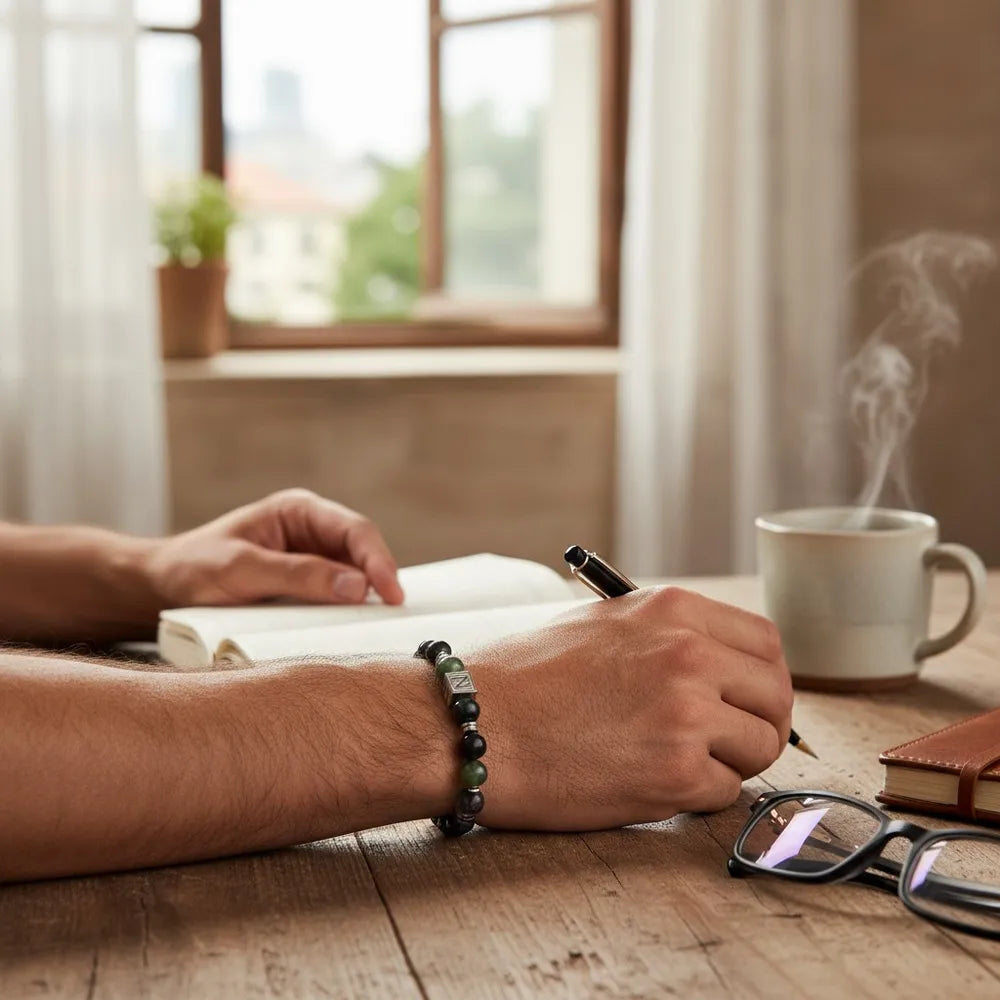 Letter N | Iolite & Green Lithium Mica Bracelet