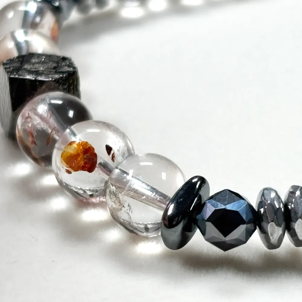 Citrine Charm + Hematoid Quartz w/ Sweden Meteorite Bracelet