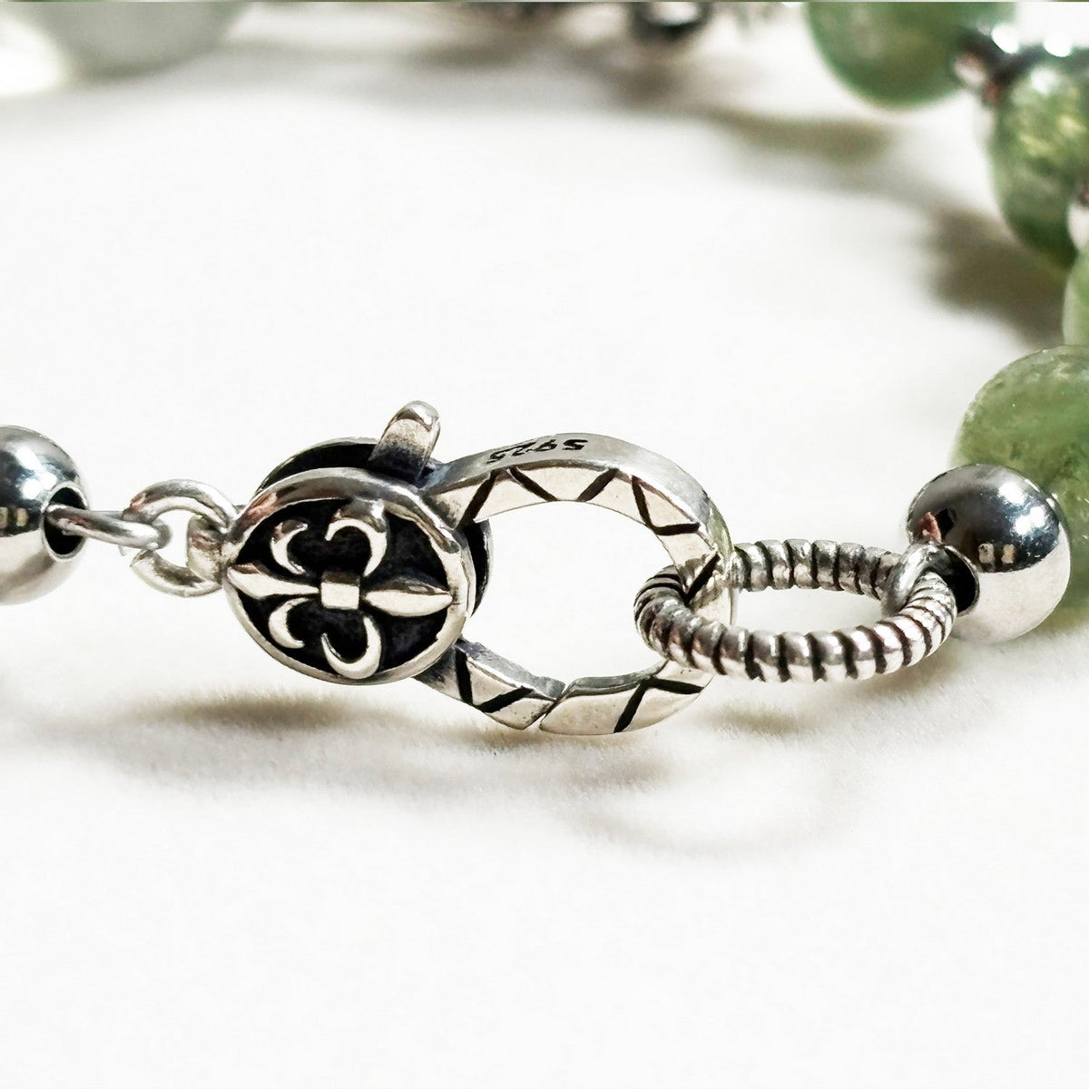 Green Crystal Charm + Green Lithium Mica w/ Hypersthene Bangle