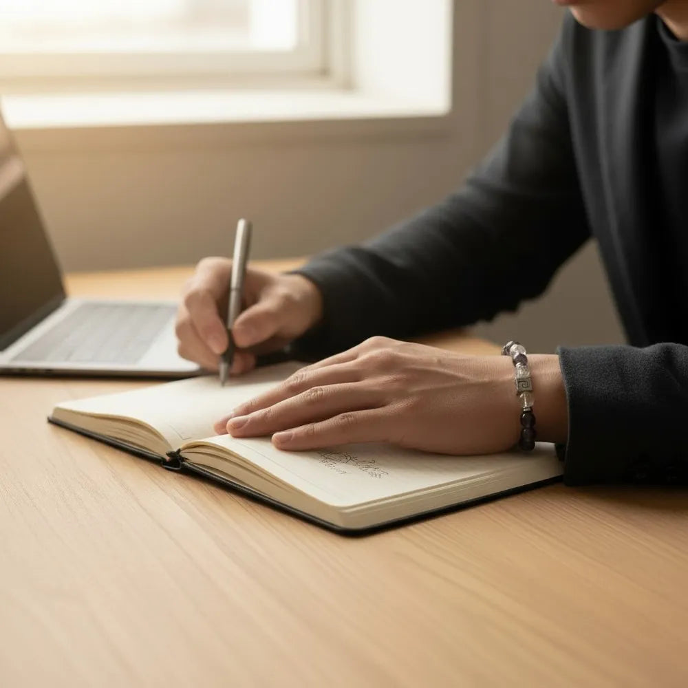 Letter J | Yellow Phantom Pyramid & Eye Auralite Bracelet
