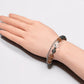 Rainbow Clear Quartz Charm + Peach Moonstone w/ Grey Rutilated Quartz Bracelet