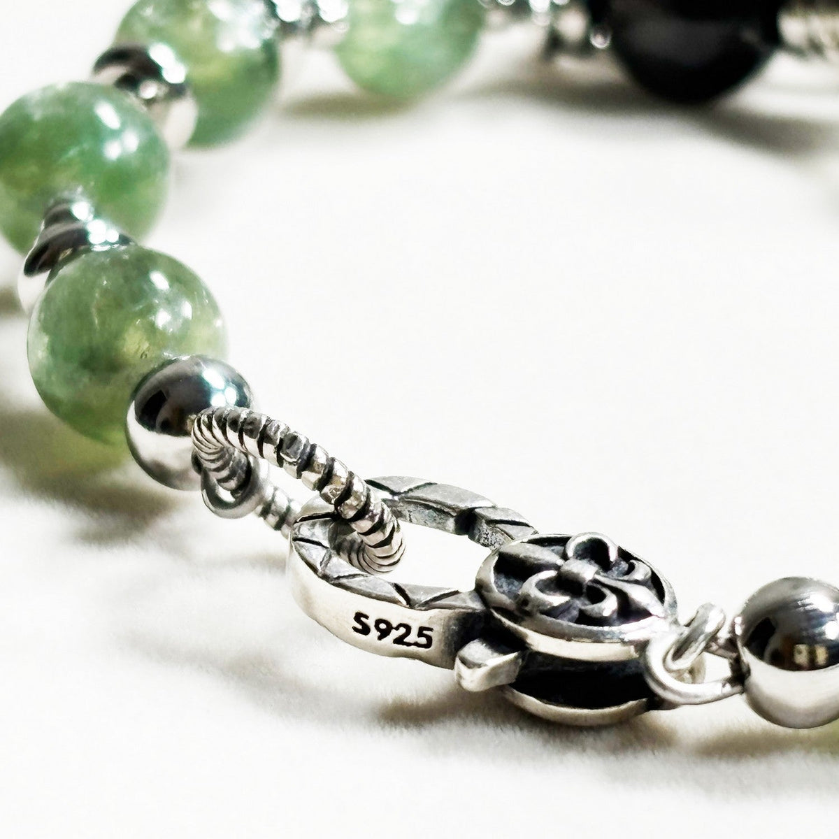 Green Crystal Charm + Green Lithium Mica w/ Hypersthene Bangle