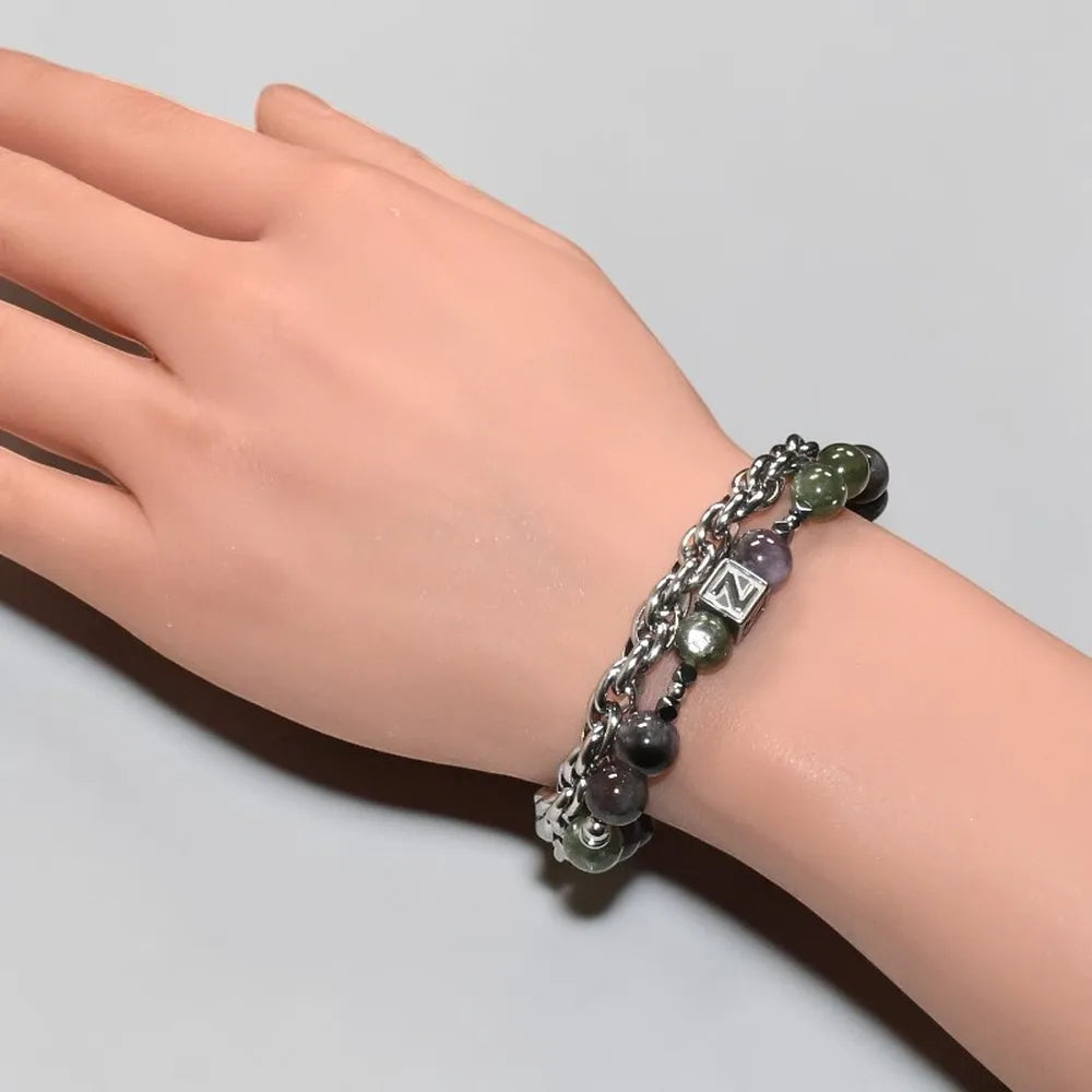 Letter Z | Eye Auralite & Green Lithium Mica Bracelet