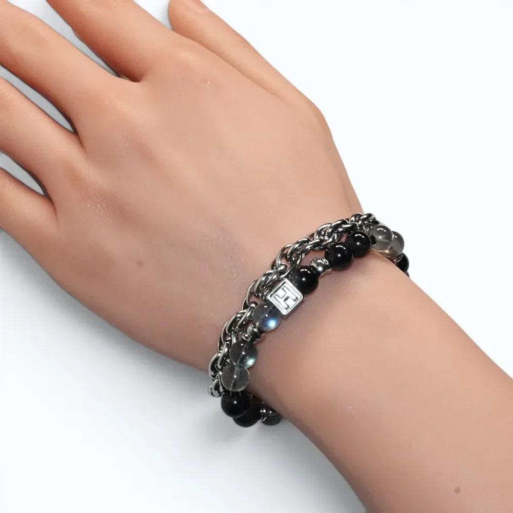 Letter H | Grey Moonstone & Iolite Bracelet