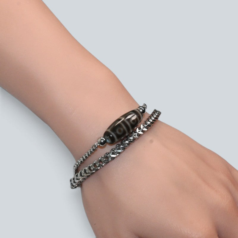 Four Eye Dzi Bead Bracelet