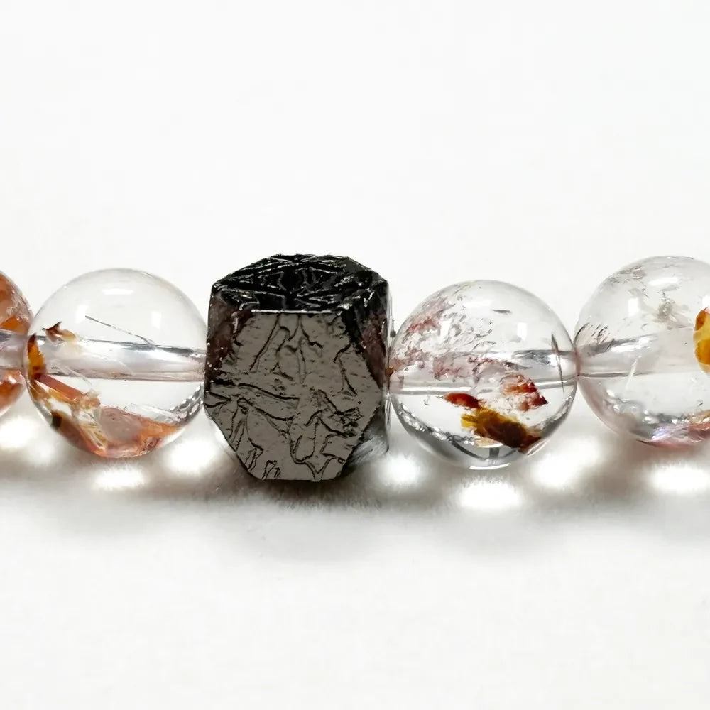 Citrine Charm + Hematoid Quartz w/ Sweden Meteorite Bracelet