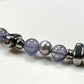 Black Herkimer Diamond Charm + Iolite w/ Akoya Pearl Bracelet