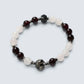 Black Herkimer Diamond Charm + Moonstone w/ Garnet Quartz Bracelet