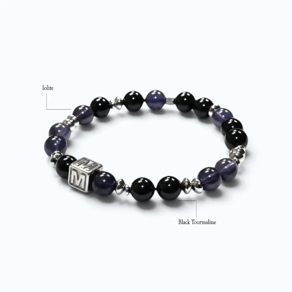 Letter M | Iolite & Black Tourmaline Bracelet