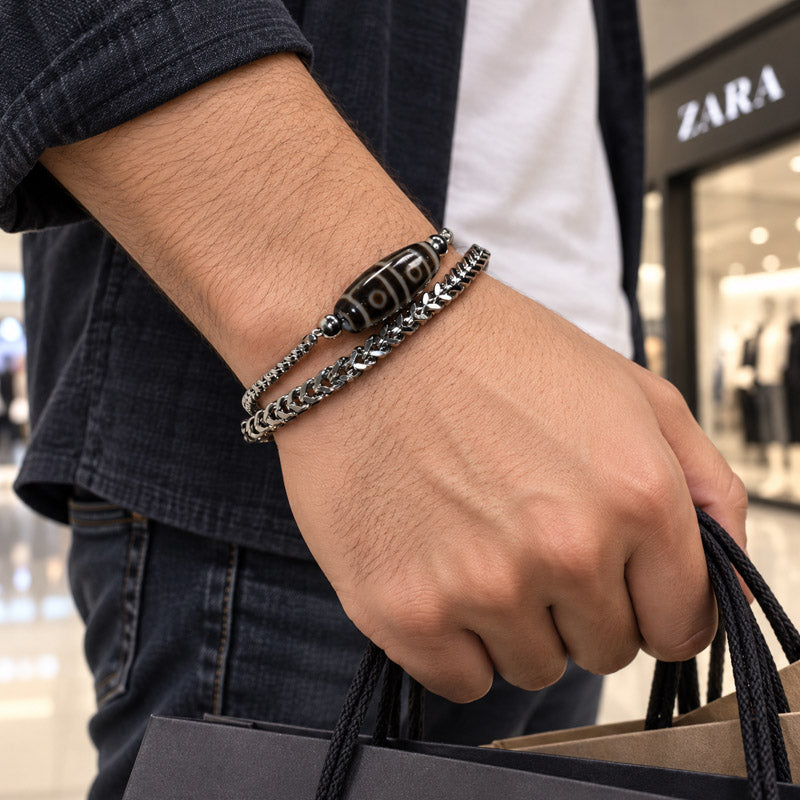 Four Eye Dzi Bead Bracelet