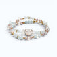 Rutilated Quartz Charm + Aquamarine+ Moonstone w/ Freshwater Pearl Dual- Loop Bracelet
