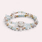 Rutilated Quartz Charm + Aquamarine+ Moonstone w/ Freshwater Pearl Dual- Loop Bracelet