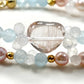 Rutilated Quartz Charm + Aquamarine+ Moonstone w/ Freshwater Pearl Dual- Loop Bracelet