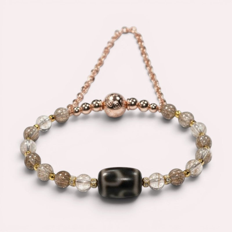 Nectar Dzi Bead w/ Blackgold Super Seven Quartz Bangle
